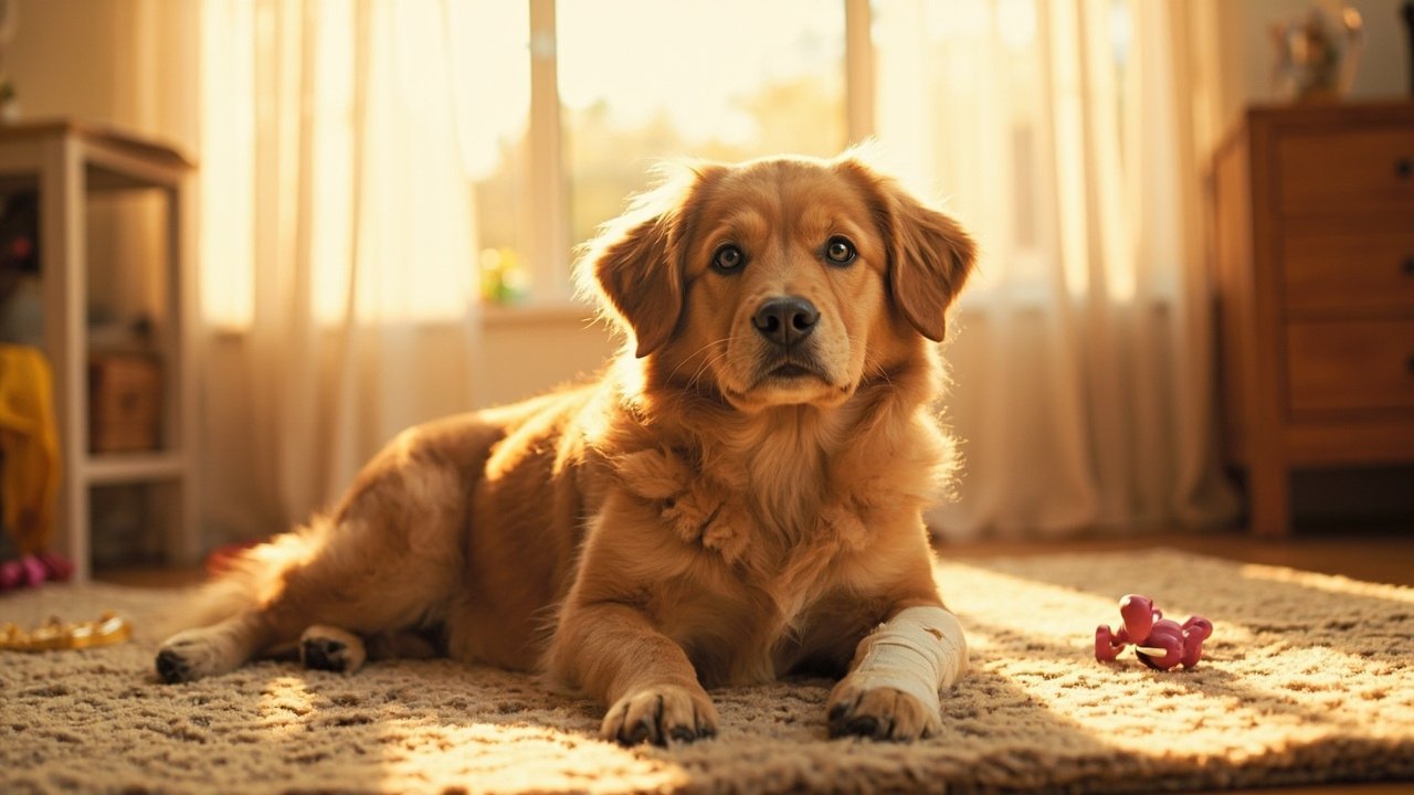 Hund mit Verband an der Pfote – Symbolbild Tierkrankenversicherung.
